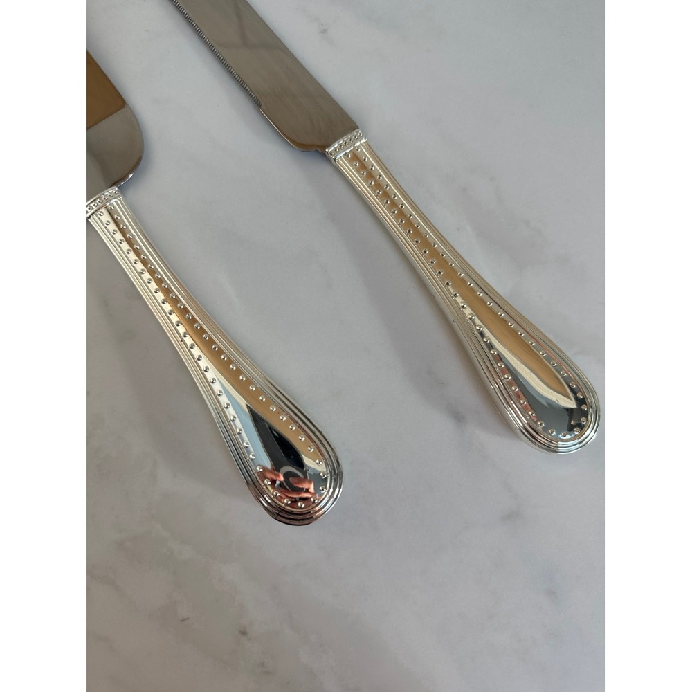 Vera Wang Wedding Cake Server & Knife Set Stainless Steel w/ Original Box - Picture 2 of 3